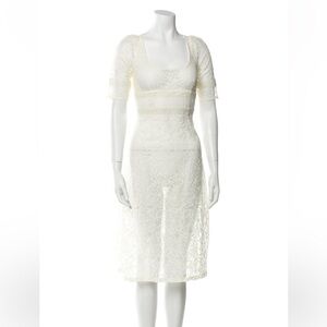 For Love & Lemons White Lace Midi Dress